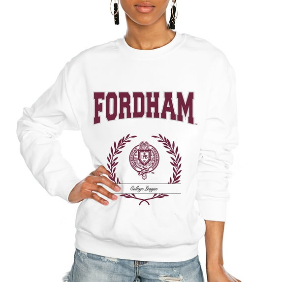 Women's Gameday Couture White Fordham Rams It's a Vibe Classic Fleece Crewneck Pullover Sweatshirt