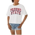 thumbnail image 1 of Women's Gameday Couture White Fresno State Bulldogs Claim To Fame Boxy Cropped T-Shirt, 1 of 5