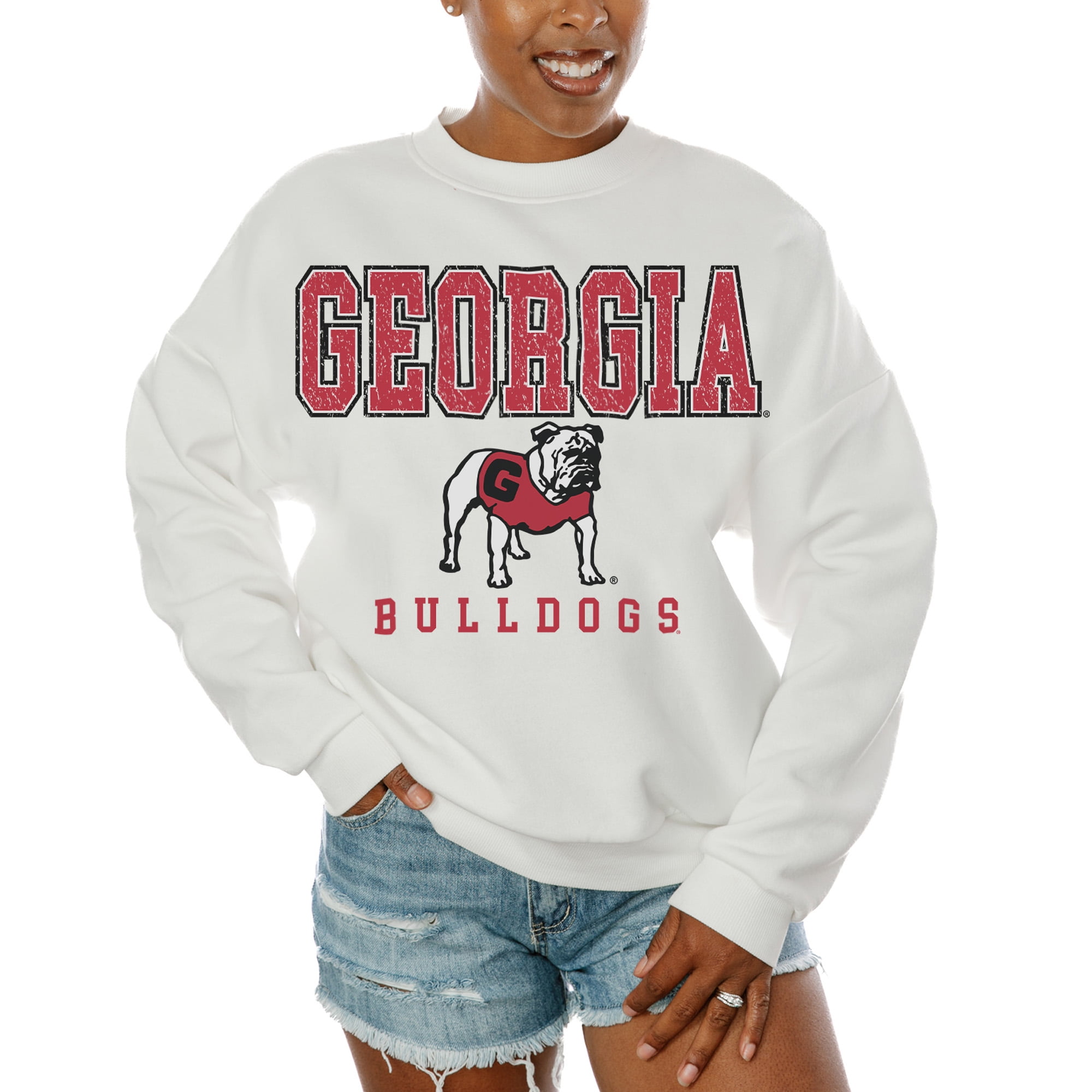 売れ筋商品|||ゲームデイ カットソー トップス レディース Women's White ia Bulldogs Freestyle Fleece Pullover Sweatshirt White Women's Gameday Couture White Georgia Bulldogs Freestyle