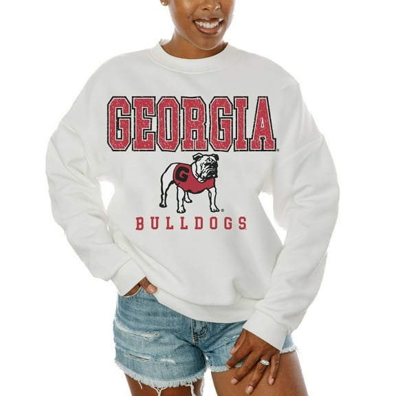 Women's Gameday Couture White Georgia Bulldogs Freestyle Fleece Pullover Sweatshirt