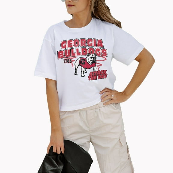 Women's Gameday Couture White Georgia Bulldogs Logo Boxy Fit Cropped T-Shirt