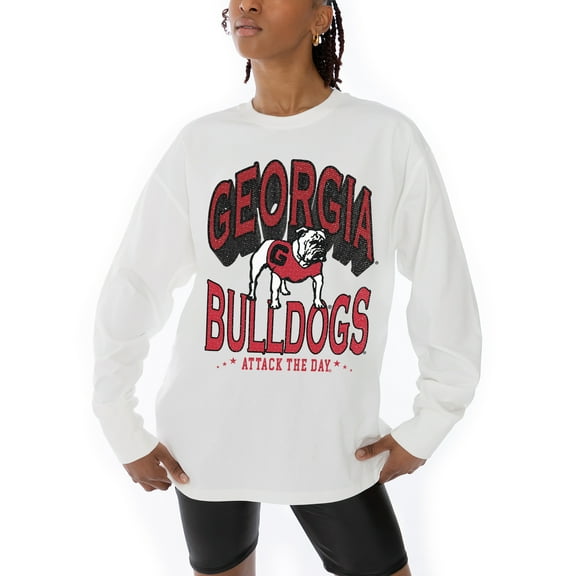 Women's Gameday Couture White Georgia Bulldogs Midweight Oversized Long Sleeve T-Shirt