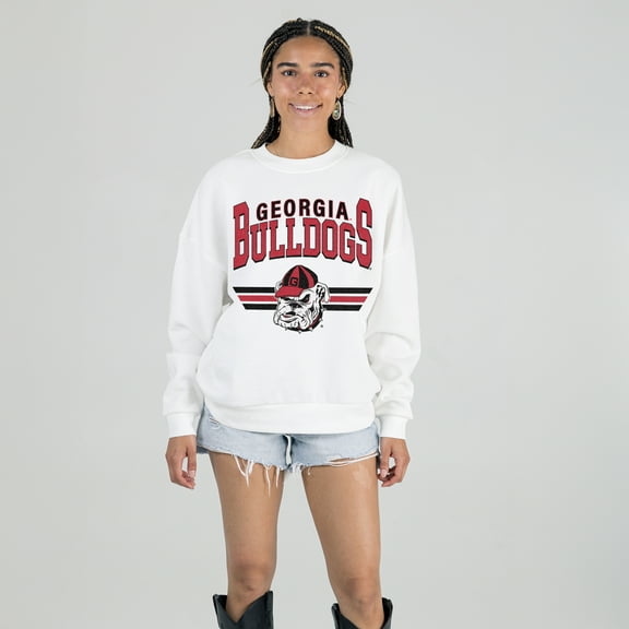 Women's Gameday Couture White Georgia Bulldogs Oversized Premium Fleece Sweatshirt