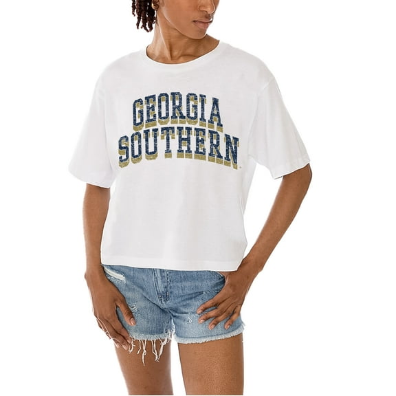 Women's Gameday Couture White Georgia Southern Eagles Claim To Fame Boxy Cropped T-Shirt