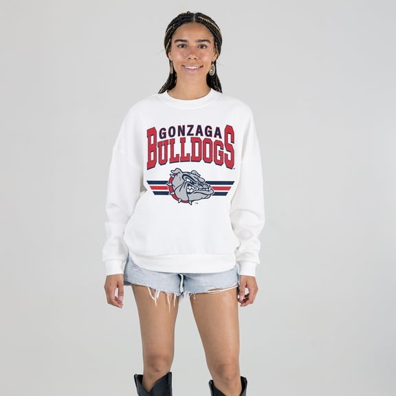 Women's Gameday Couture White Gonzaga Bulldogs Oversized Premium Fleece Sweatshirt