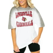 Women's Gameday Couture  White/Gray Louisville Cardinals Campus Glory Colorwave Oversized T-Shirt
