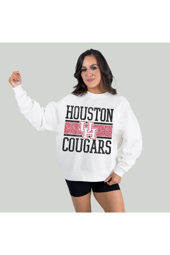 Women's Gameday Couture White Houston Cougars Fair Catch Pullover Sweatshirt