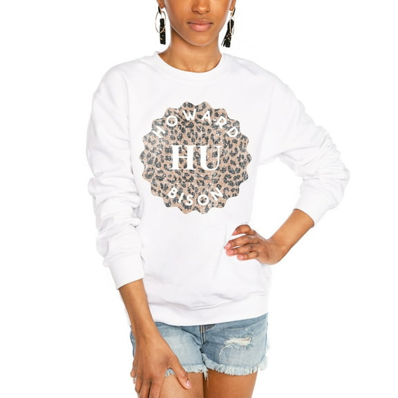 Women's Gameday Couture White Howard Bison Wild Side Perfect Crewneck Pullover Sweatshirt