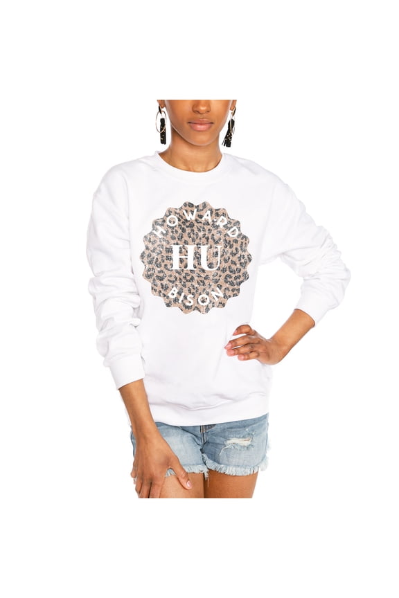 Women's Gameday Couture White Howard Bison Wild Side Perfect Crewneck Pullover Sweatshirt