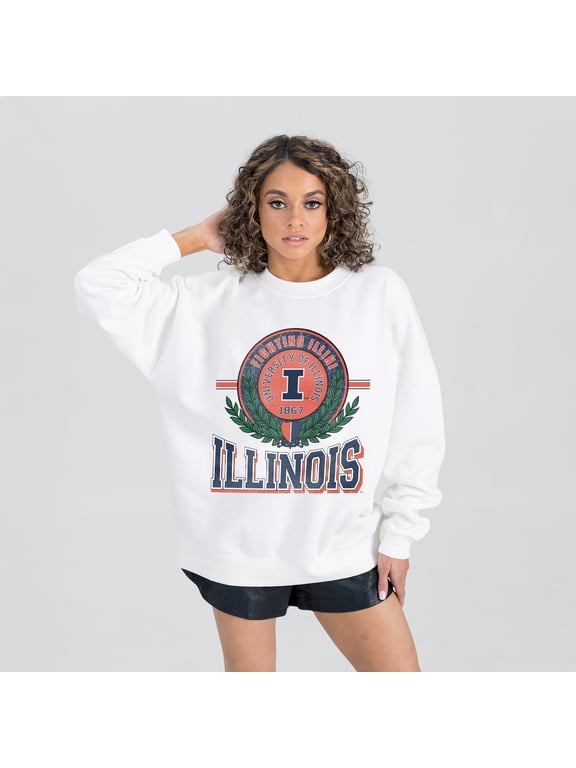 Women's Gameday Couture White Illinois Fighting Illini Hot Shot Fleece Pullover Sweatshirt