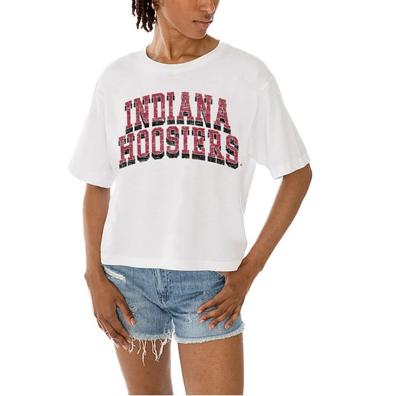 Women's Gameday Couture White Indiana Hoosiers Claim To Fame Boxy Cropped T-Shirt