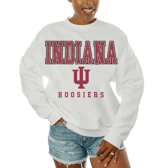 Women's Gameday Couture  White Indiana Hoosiers Freestyle Fleece Pullover Sweatshirt