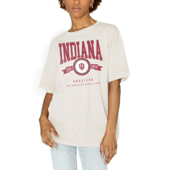Women's Gameday Couture White Indiana Hoosiers Get Goin' Oversized T-Shirt