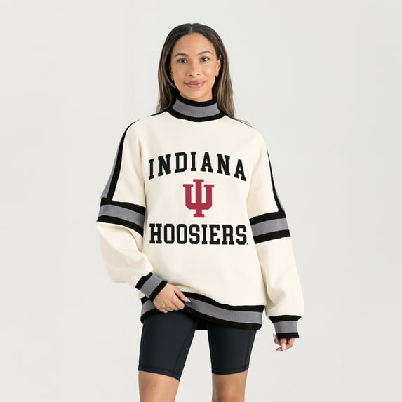 Women's Gameday Couture White Indiana Hoosiers Oversized Vivid Turtleneck Sweatshirt