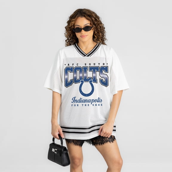 Women's Gameday Couture White Indianapolis Colts Squad Mentality V-Neck Sports Mesh Fashion Jersey
