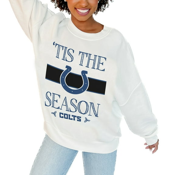 Women's Gameday Couture White Indianapolis Colts Oversized Take A Holiday Pullover Sweatshirt