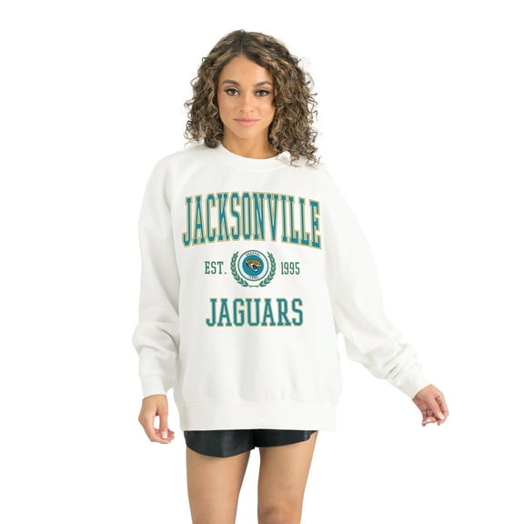 Women's Gameday Couture White Jacksonville Jaguars Timeless Triumph Premium Fleece Pullover Sweatshirt