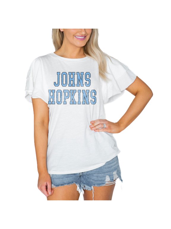 Women's Gameday Couture White Johns Hopkins Blue Jays Arch Logo Flutter Sleeve Lightweight T-Shirt