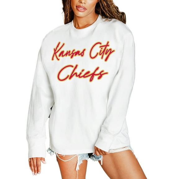 Women's Gameday Couture  White Kansas City Chiefs Classic Comeback Oversized Long Sleeve T-Shirt