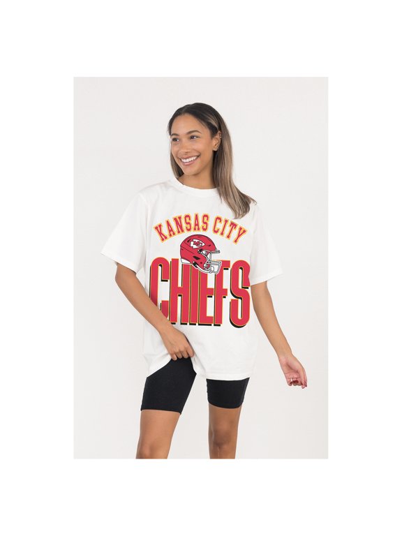 Women's Gameday Couture White Kansas City Chiefs Oversized Classic Fierce Focus T-Shirt
