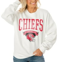 Women's Gameday Couture White Kansas City Chiefs Oversized Yard Line Tri-Blend Pullover Sweatshirt