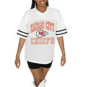 Women's Gameday Couture White Kansas City Chiefs Oversized Sporty Mesh V-Neck Top