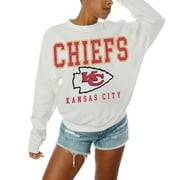 Women's Gameday Couture White Kansas City Chiefs Sunday Drives Oversized Crewneck Pullover Sweatshirt