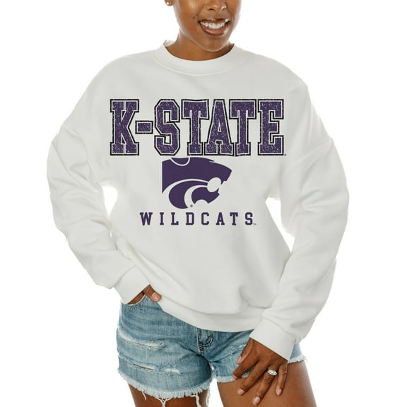 Women's Gameday Couture White Kansas State Wildcats Freestyle Fleece Pullover Sweatshirt
