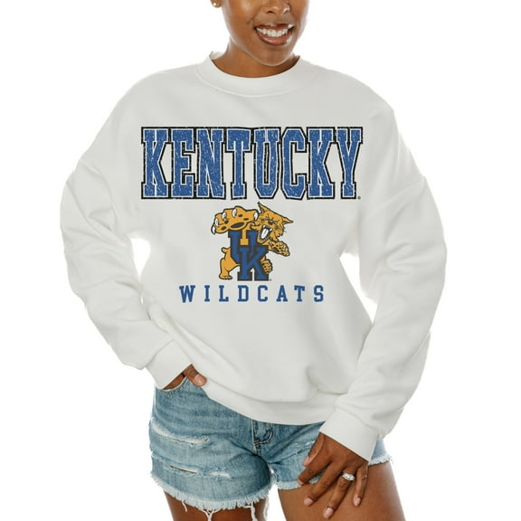 Women's Gameday Couture  White Kentucky Wildcats Freestyle Fleece Pullover Sweatshirt