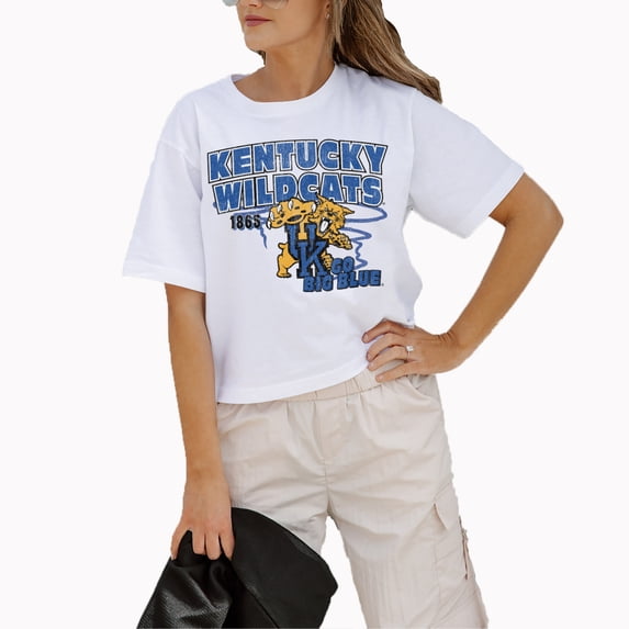 Women's Gameday Couture White Kentucky Wildcats Logo Boxy Fit Cropped T-Shirt