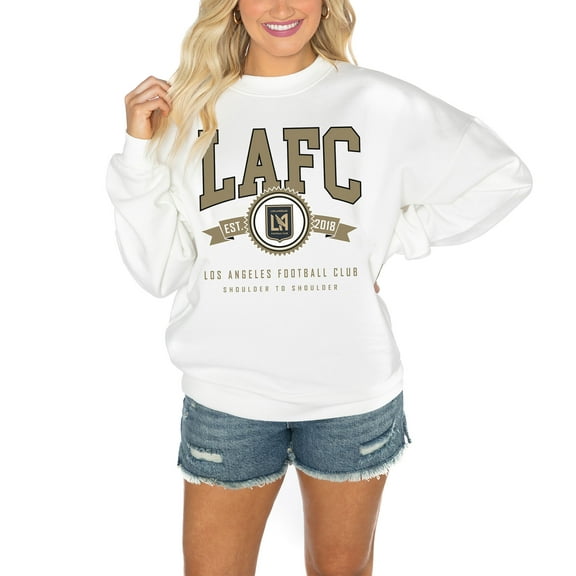 Women's Gameday Couture White LAFC Crewneck Drop Shoulder Sweatshirt