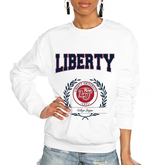 Women's Gameday Couture White Liberty Flames It's a Vibe Classic Fleece Crewneck Pullover Sweatshirt