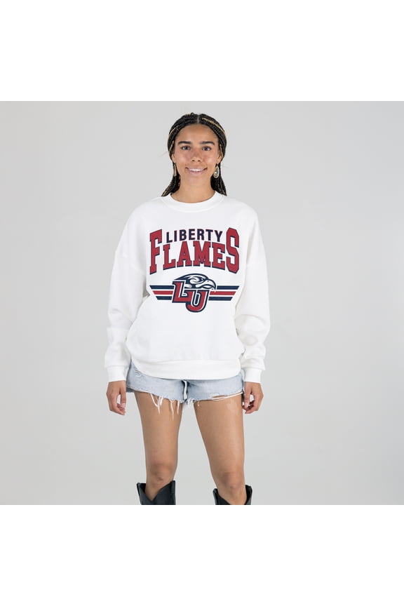 Women's Gameday Couture White Liberty Flames Oversized Premium Fleece Sweatshirt