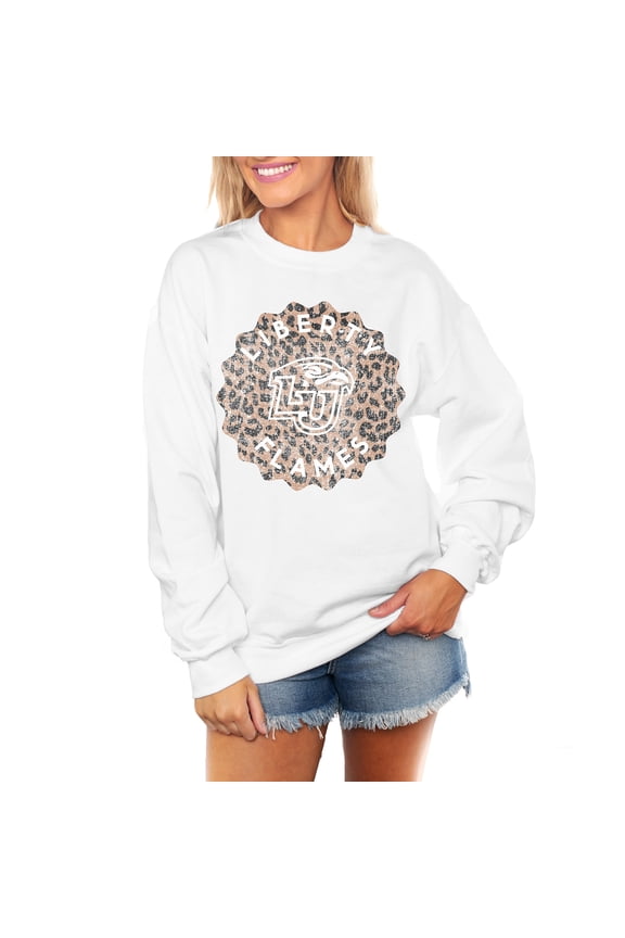 Women's Gameday Couture White Liberty Flames Wild Side Perfect Crewneck Pullover Sweatshirt