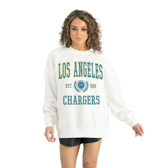 Women's Gameday Couture White Los Angeles Chargers Timeless Triumph Premium Fleece Pullover Sweatshirt