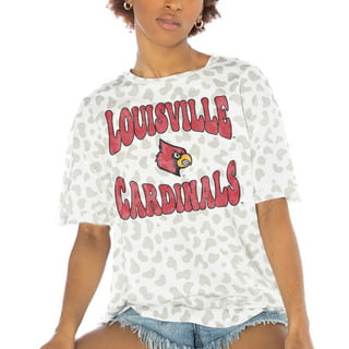 Women's White Louisville Cardinals Arch Logo Comfort Wash V-Neck T-Shirt