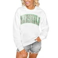 thumbnail image 1 of Women's Gameday Couture White Marshall Thundering Herd Distressed Snap Perfect Oversized Pullover Sweatshirt, 1 of 1