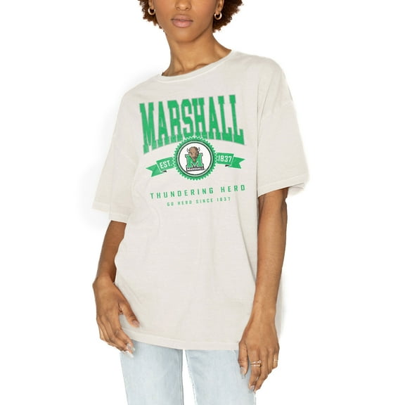 Women's Gameday Couture White Marshall Thundering Herd Get Goin' Oversized T-Shirt