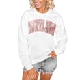 thumbnail image 1 of Women's Gameday Couture White Maryland Terrapins Distressed Snap Perfect Oversized Pullover Sweatshirt, 1 of 1