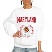 Women's Gameday Couture White Maryland Terrapins It's a Vibe Classic Fleece Crewneck Pullover Sweatshirt