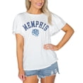 thumbnail image 1 of Women's Gameday Couture  White Memphis Tigers Arch Logo Flutter Sleeve Lightweight T-Shirt, 1 of 1