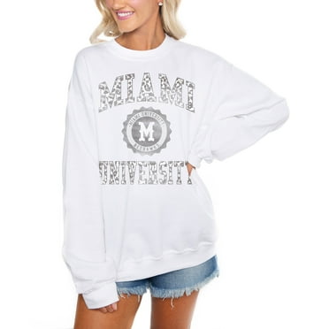 Women's Gameday Couture White Miami University RedHawks Trendspotter Perfect Crewneck Pullover Lightweight Sweatshirt