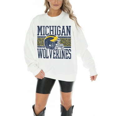 Women's Gameday Couture White Michigan Wolverines Fair Catch Pullover Sweatshirt