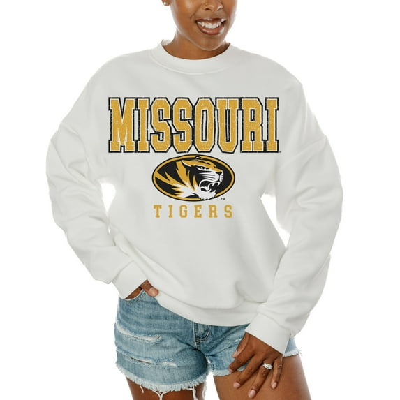 Women's Gameday Couture White Missouri Tigers Freestyle Fleece Pullover Sweatshirt