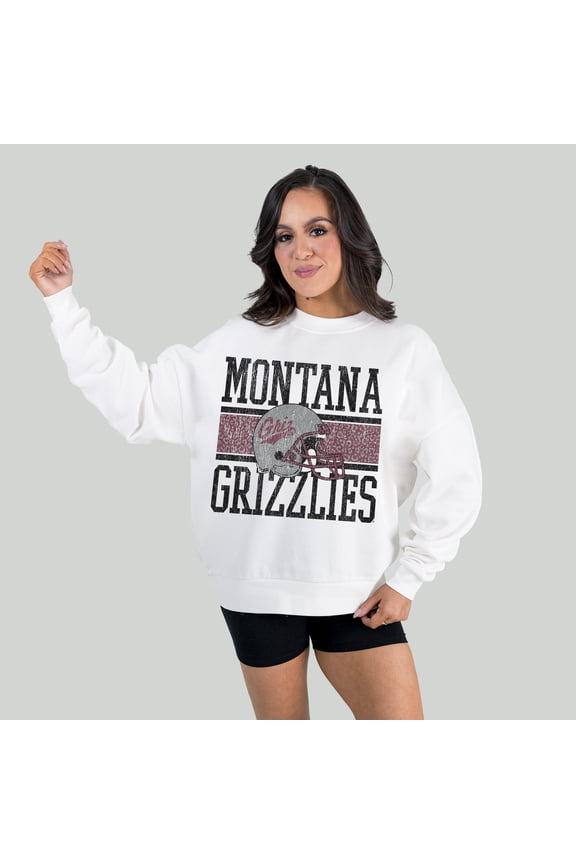 Women's Gameday Couture White Montana Grizzlies Fair Catch Pullover Sweatshirt