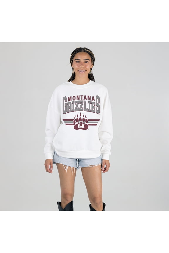 Women's Gameday Couture White Montana Grizzlies Oversized Premium Fleece Sweatshirt