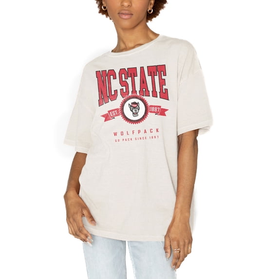 Women's Gameday Couture White NC State Wolfpack Get Goin' Oversized T-Shirt