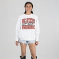 thumbnail image 1 of Women's Gameday Couture White NC State Wolfpack Oversized Faded Formation Premium Fleece Sweatshirt, 1 of 5