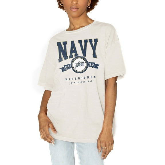 Women's Gameday Couture White Navy Midshipmen Get Goin' Oversized T-Shirt