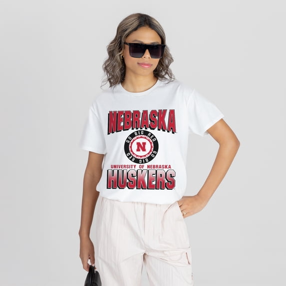 Women's Gameday Couture White Nebraska Huskers All-Time Classic Oversized Flowy T-Shirt
